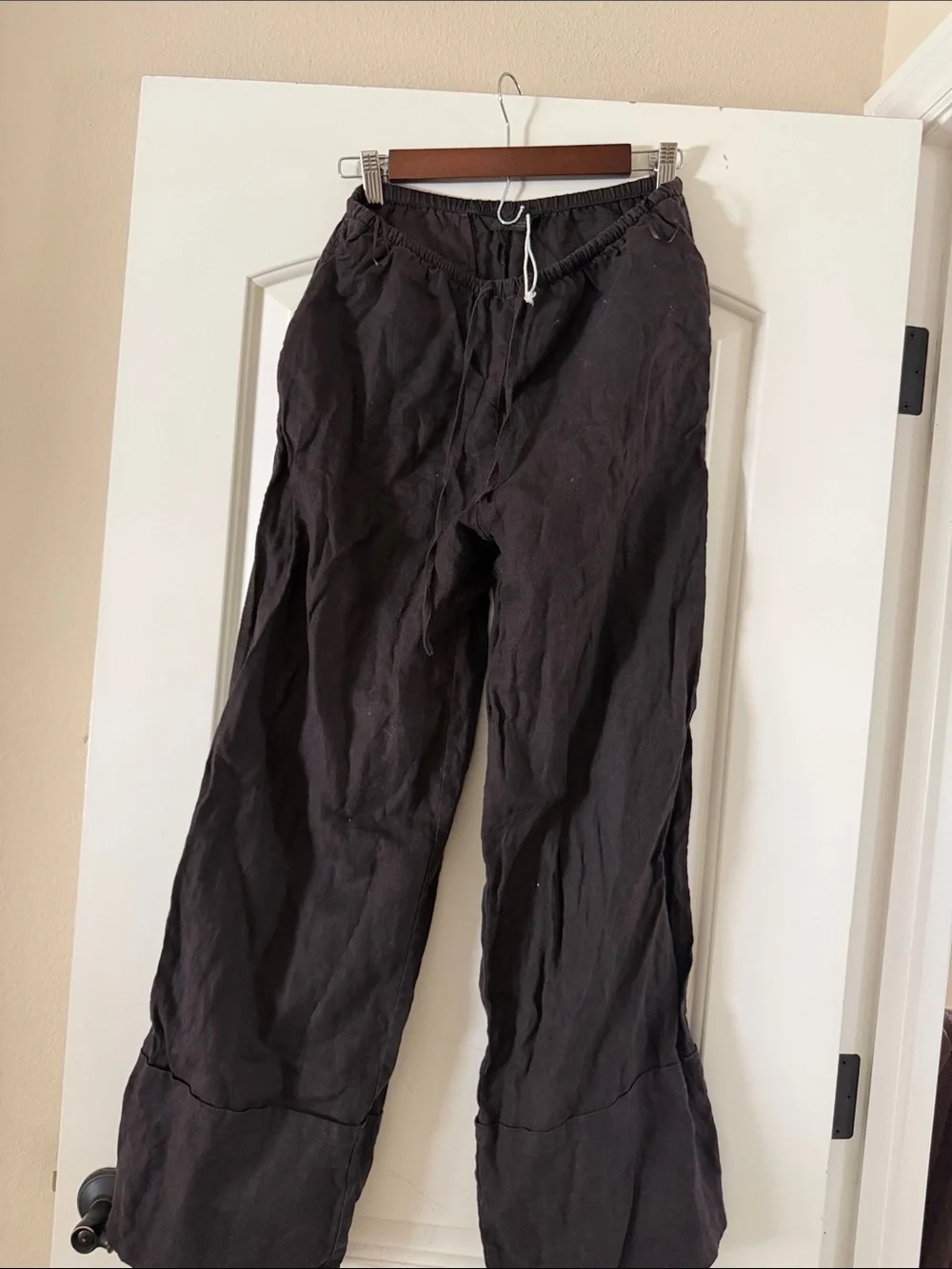 Zara Black Elastic Waist Linen-Blend Jogger Pants